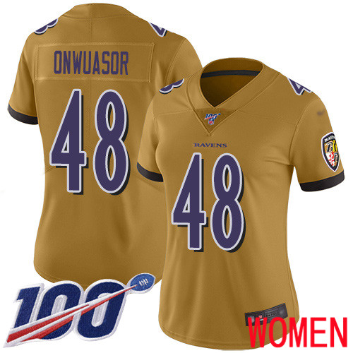Baltimore Ravens Limited Gold Women Patrick Onwuasor Jersey NFL Football #48 100th Season Inverted Legend
